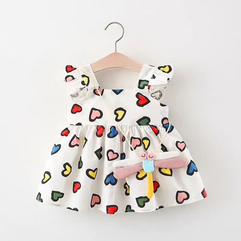 

2Pcs/Set Sweet Heart Baby Girls Children Clothes Summer Toddler Dress For Girl Thin Cotton Kids Costume Suit 0 To 3 Y Send Bags