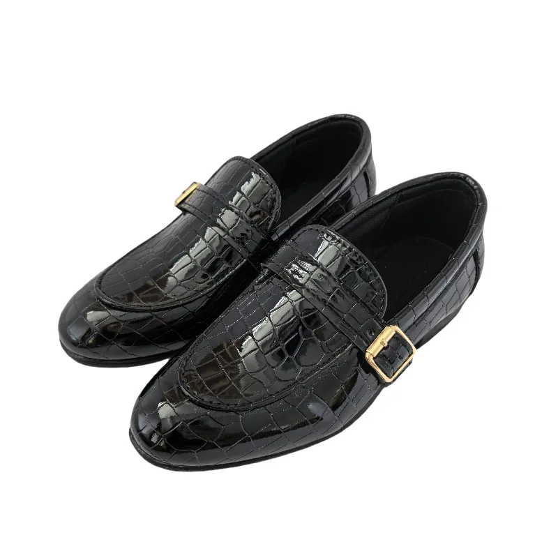 Британская детская кожаная обувь, осенняя новая модная детская обувь, повседневная обувь с острым носком и крокодиловым узором, официальная мужская обувь для мальчиков