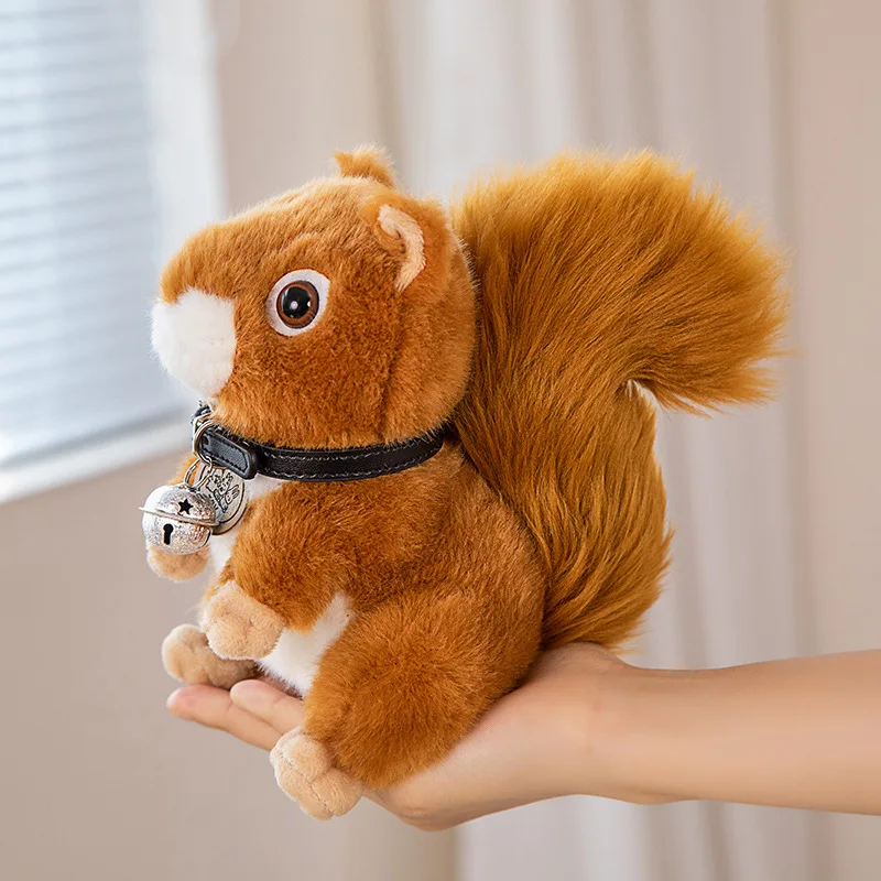 17-30cm New World Animal Super Lifelike Squirrel Plushie Toy Stuffed Simulation Fluffy Hair Big Umbrella Tail Animal Plush Gift