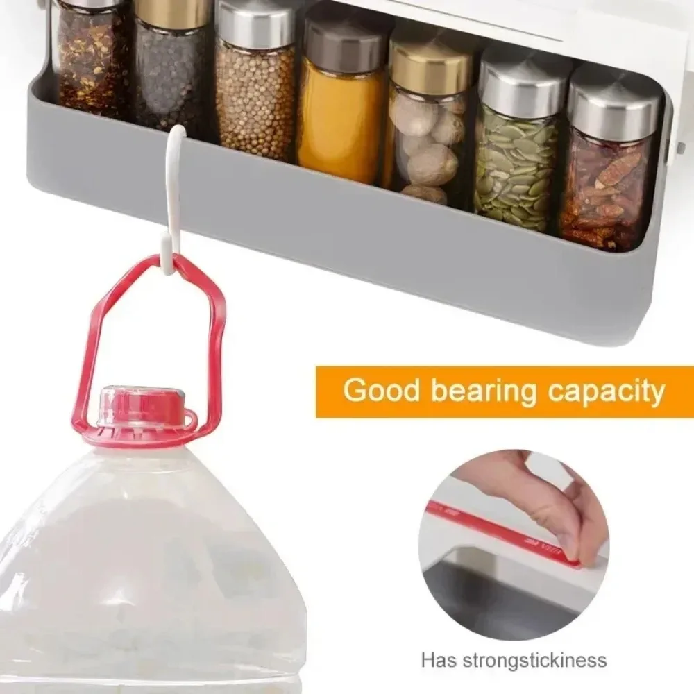 Kitchen Spice Rack Self-adhesive Wall-mounted Seasoning Box Storage Rack Spice Organizer Kitchen Storage Rack Household