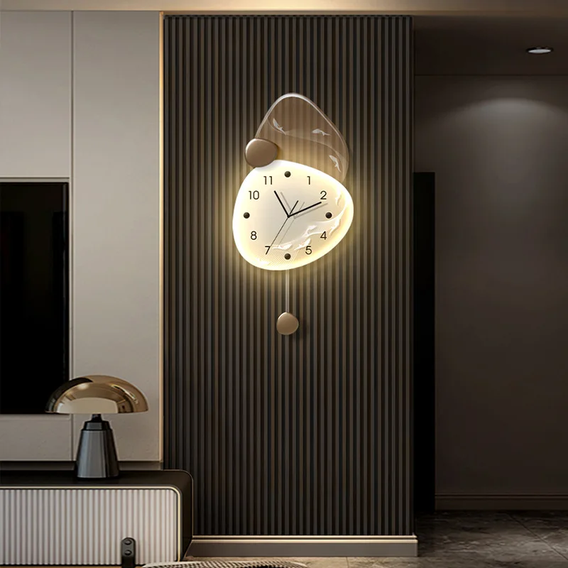 Living room clock wall clock, grille background wall, creative decorative clock hanging wall, lamp painting dining