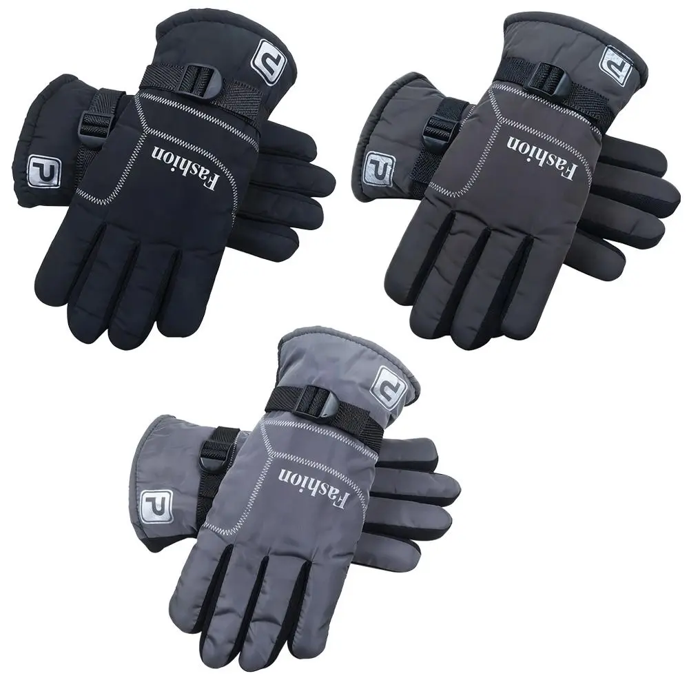 قفازات تزلج مفيدة مقاومة للماء، قفازات ثلج مريحة حرارية دافئة، قفازات شتوية مبطنة بالصوف لركوب الدراجات