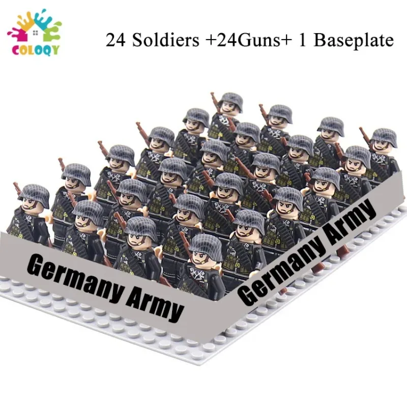 24-teiliges Armeesoldaten-Bausteinset mit Mini-Puppen und Untergrund, DIY-Kriegsszenen-Bausteine, Kinderspielzeug-Sammlung – Detail 15