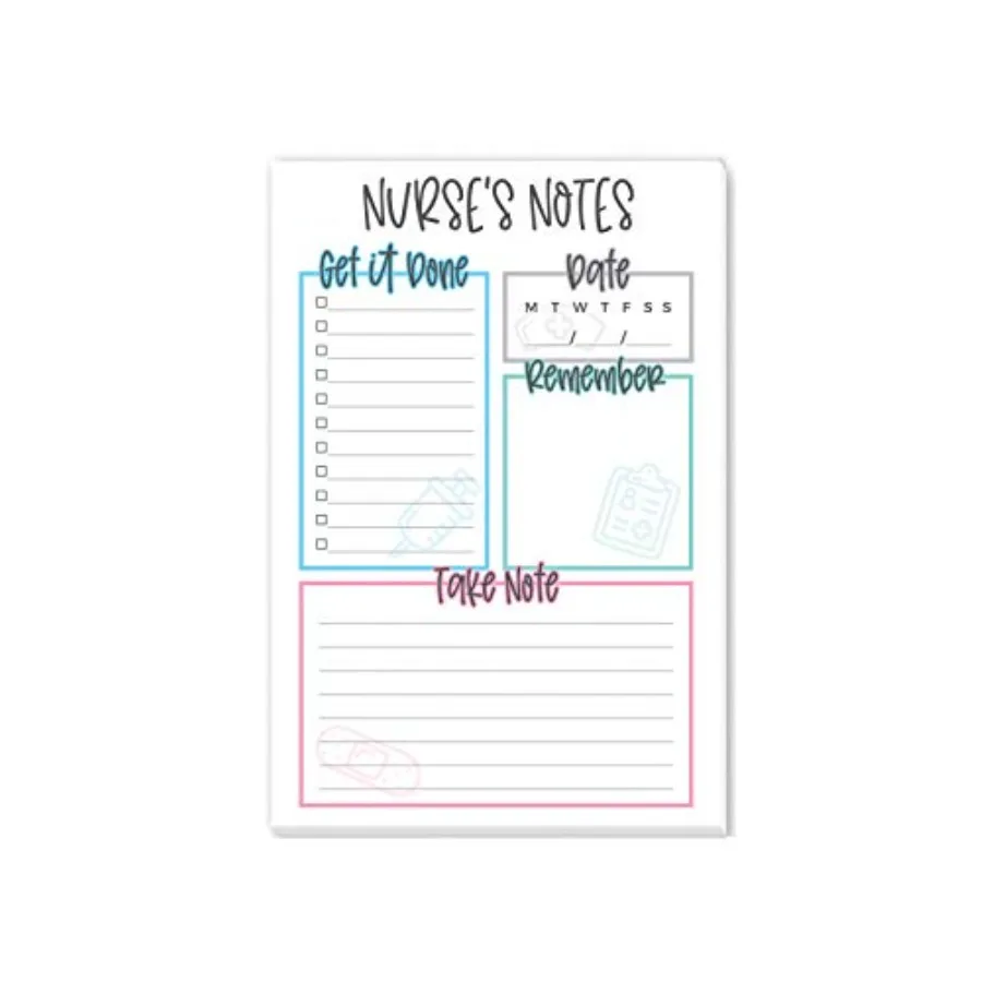 

Nurse Notepads - 50 Tear-Away To-Do List Sheets on Durable Paper, Made in the USA - Nursing Planner and Desk Accessories - Appr