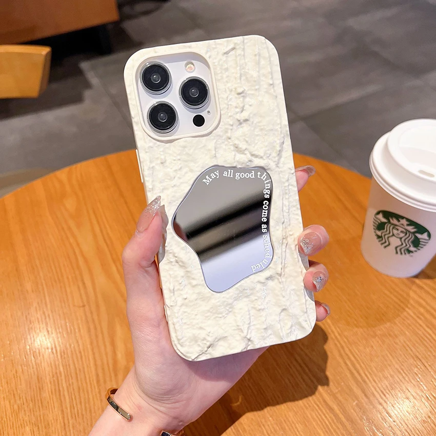 حافظة هاتف مرآة غير منتظمة لهاتف آيفون 17 16 15 14 13 Pro 12 11 Max Plus 16Pro حافظة هاتف ذات ملمس متعثر فريد من نوعه 17Pro