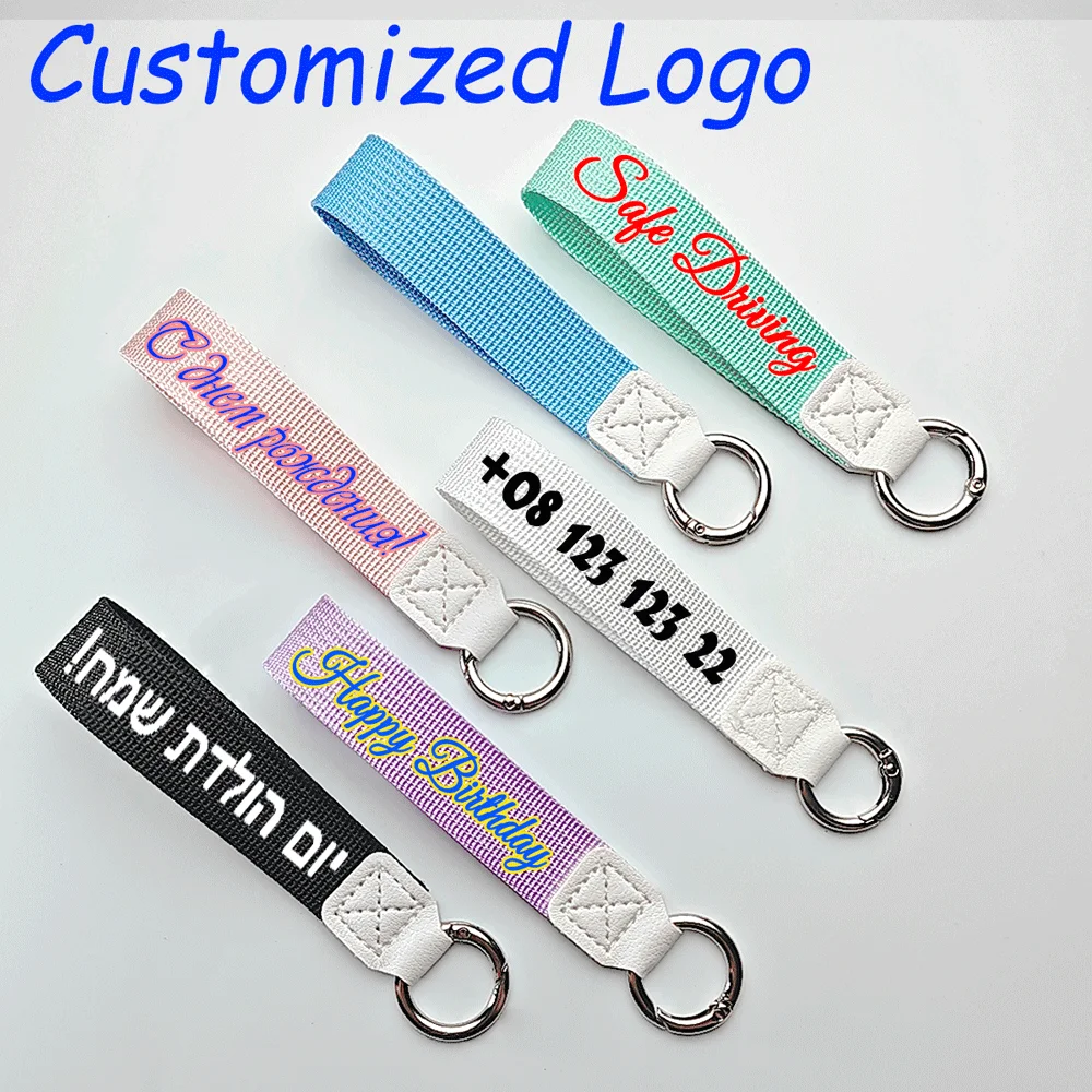 Wholesale Diy Water Bottle Keyring Phone Ribbon Short Lanyard Key Chain Ring Custom Logo Wrist Strap Weave Rope Keychain Gift