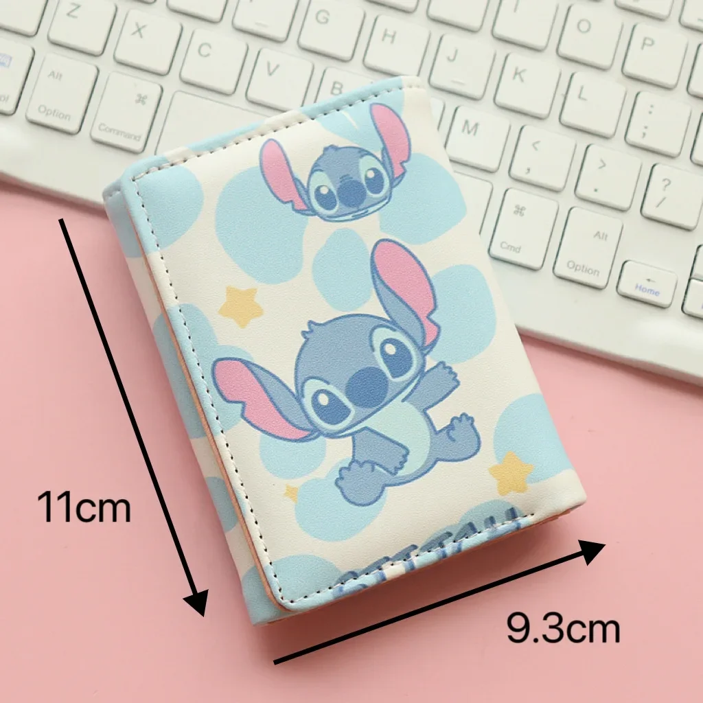 Disney Stitch Short Wallet Cartoon Fashion Trifold Wallet for Women Girls Anime Print Coin Purse Cute Multi-card Slot Kids Gifts