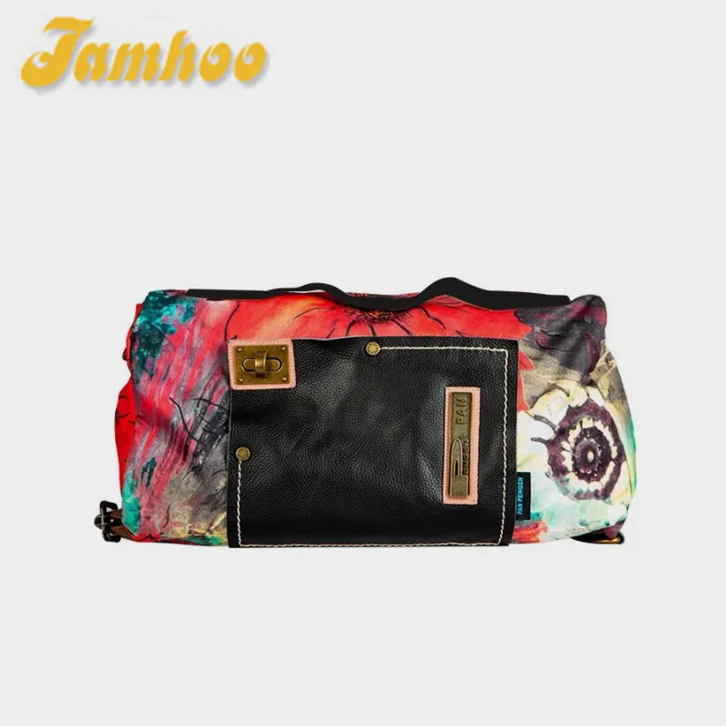 Jamhoo Casual Tide Women Handbag Female Shoulder Crossbody Bags Laptop Canvas with Leather Multifunction Large Capacity Bags