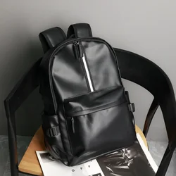 Fashion Men's Backpack Outdoor USB Travel Bags Large Capacity 15.5 inch Laptop Backpack Soft PU Leather Men Backbags Mochila