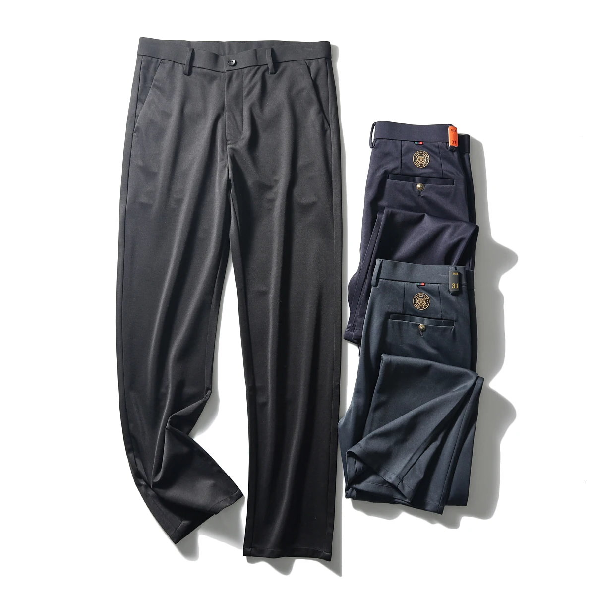 

Slim Fit Men's Casual Pants Spring Summer Thin Smooth Iron Free Straight Leg Casual Trousers Faionable Urban Sle Pure Color