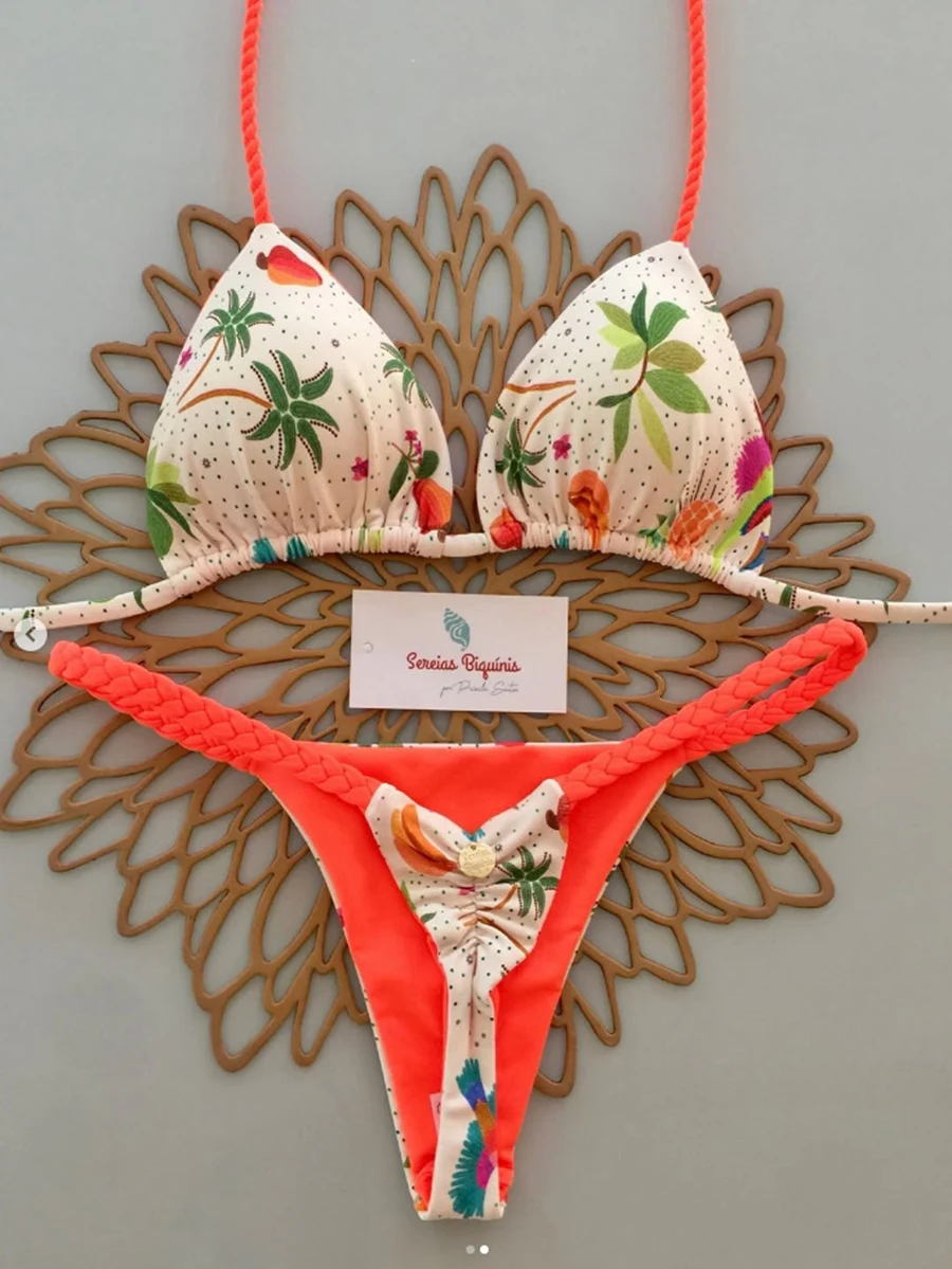 

Micro Bikinis 2025 Push Up Women Swimsuits Sexy Swimwear Brazilian Bikini Set Lace-up Biquini Swimsuit Print Summer Beachwear