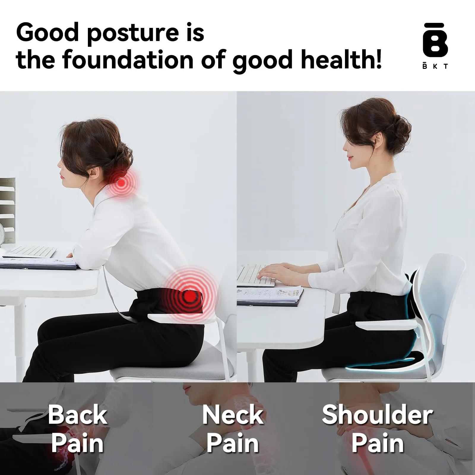 BKT Seat Cushion Chair Ergonomic Office Chair Cushions Lumbar Support for Office Chair  Long Sitting Outdoor Fishing Floor Chair