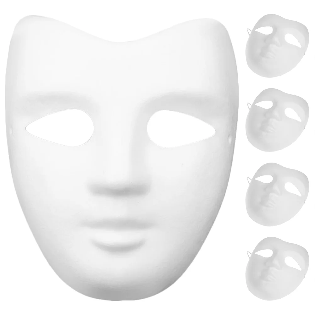 5 Pcs Paintable Mask DIY Masquerade Cosplay Props Face Prom Hand-painted White to Decorate Blank Paper Child