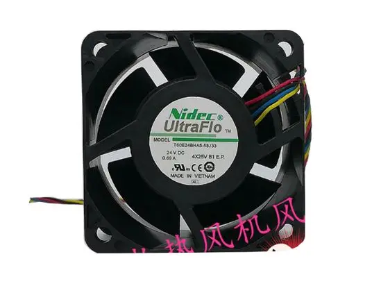 

Nidec T60E24BHA5-58J33 DC 24V 0.69A 60x60x38mm 4-Wire Server Cooling Fan