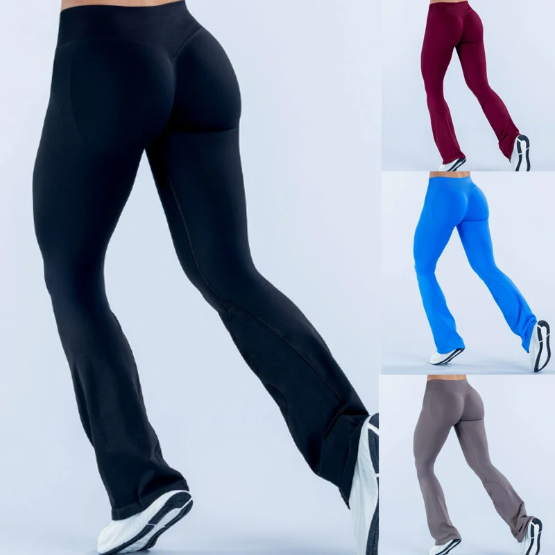 Women Seamless High Waist Flare Yoga Pants Butt Lift Bell Bottom Leggings Fitness Gym Workout Running Sports Tights
