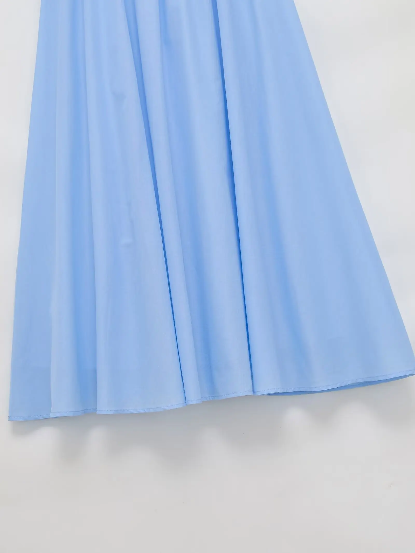 BSAY Sommer Strand Urlaub Midirock Damen Einfarbig Elastische Hohe Taille Plissierter Fließender A-Linien Swing Langer Rock Freizeitrock – Detail 9