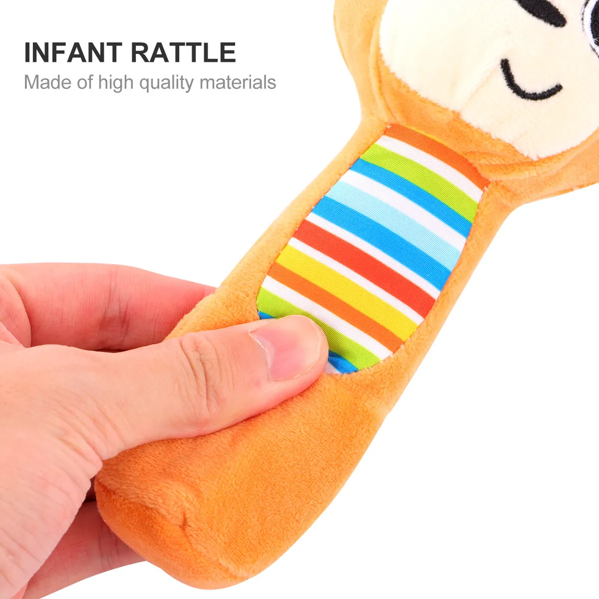 

1pc Handmade Rattle For Baby Infant Newborn Black Mini Stuffed Animal Sensory Developmental Soft Squeaky