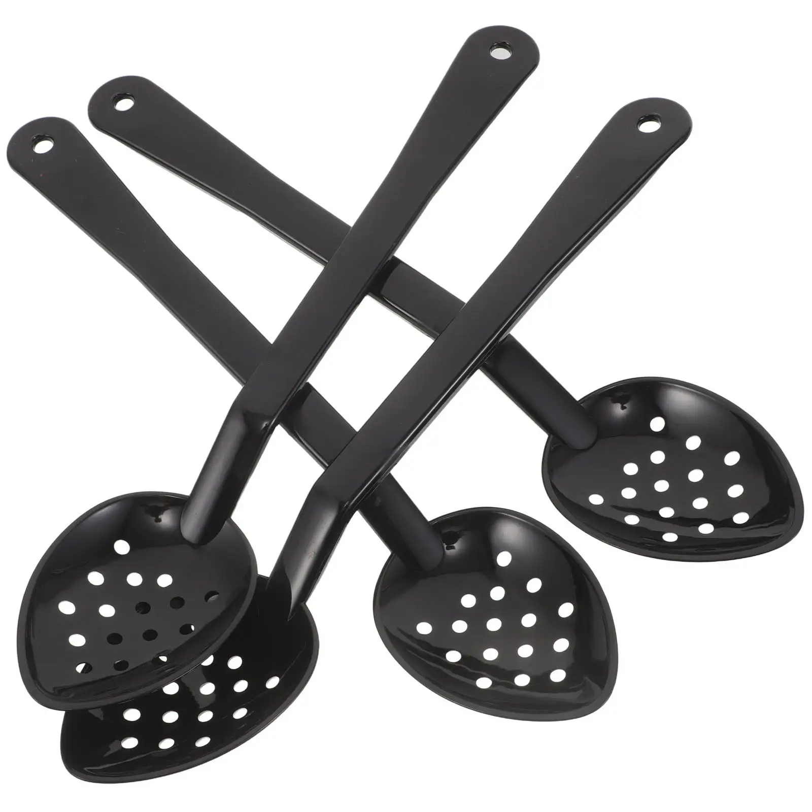 4pcs Slotted Plastic Spoons for Salad, Soup, Bubble Tea – Perforated Serving & Draining Kitchen Utensils
