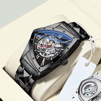 CHENXI Fashion Men's Watch Automatic Movement Mechanical Wristwatches Leisure Hollow Triangle Watches Luxury Men Gifts