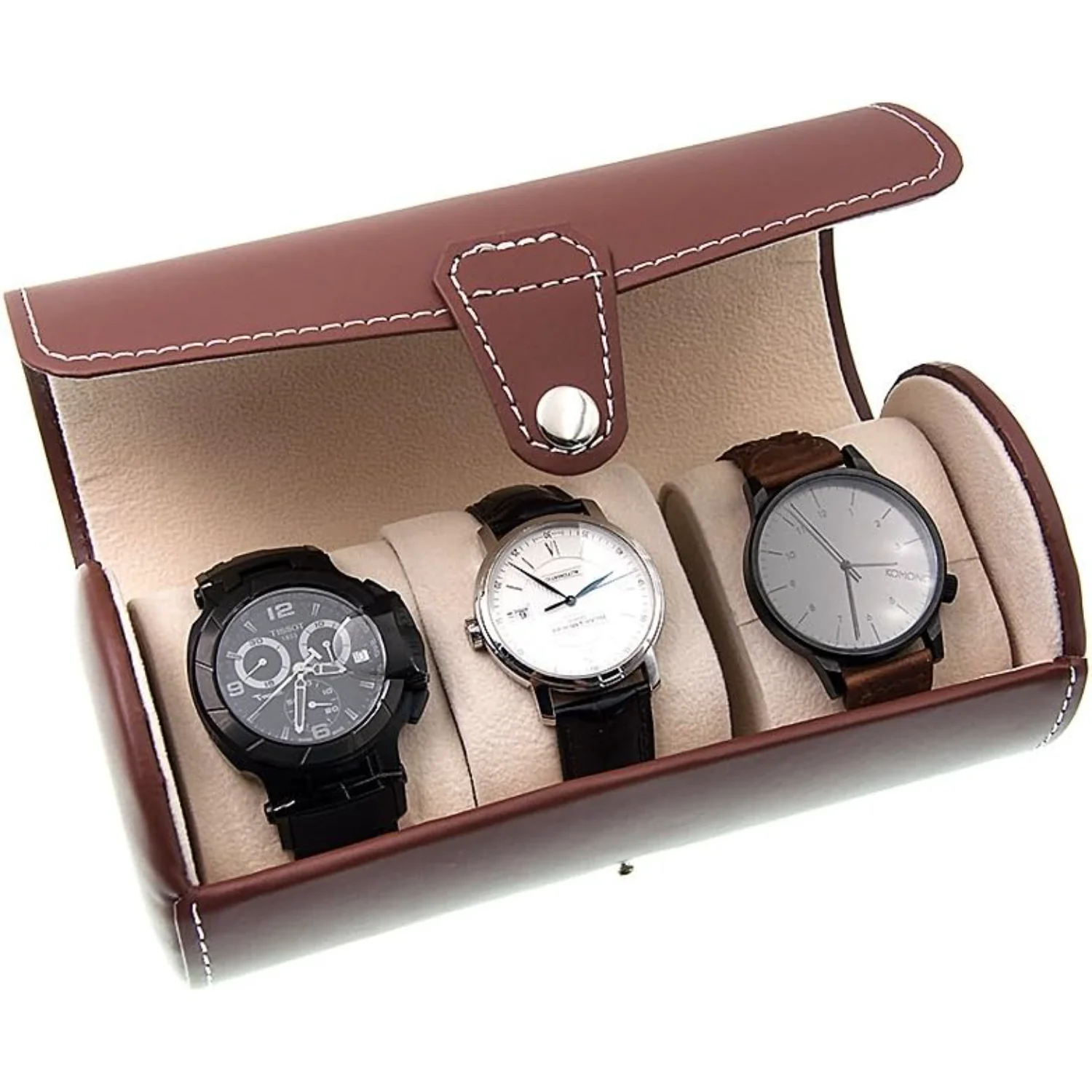 

Travel Watch Organizer Watches Case Leatherette Roll Watch Pouch Jewelry Box -Slots