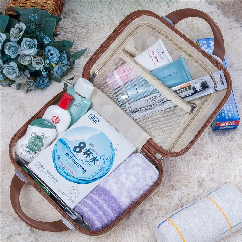 Mala de armazenamento para feminino portátil luz embarque organizador de bagagem caso 14 Polegada simples caso cosmético feminino pequeno saco de viagem