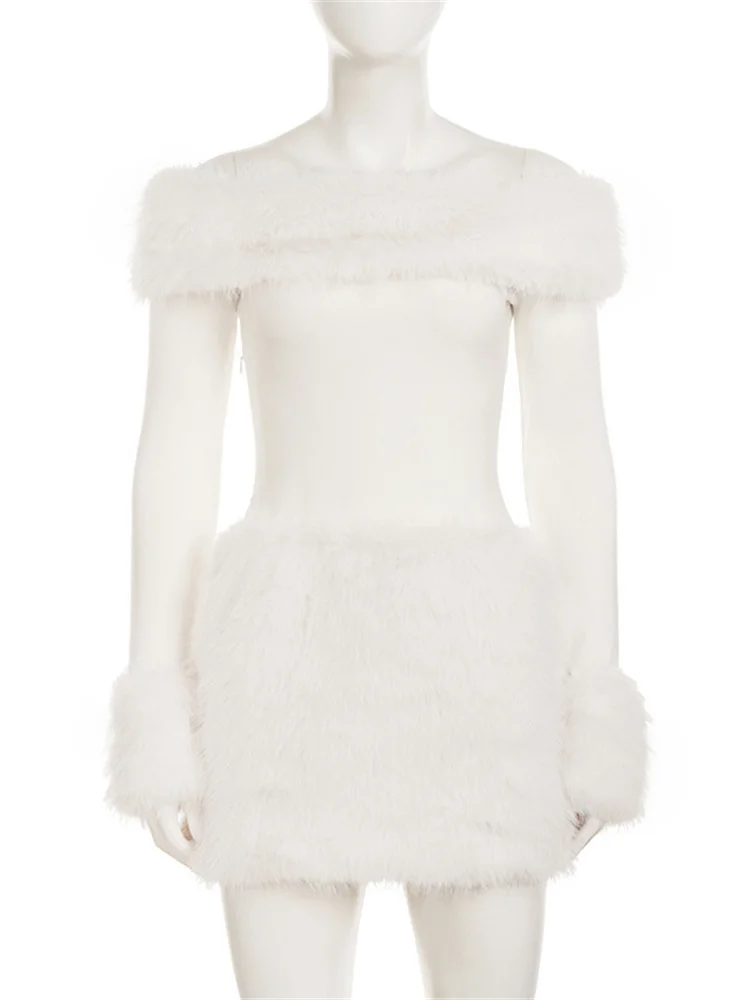 Nibber retalhos vestido fofo feminino fora do ombro manga cheia festa de aniversário elegante natal inverno nova tendência mini bodycon