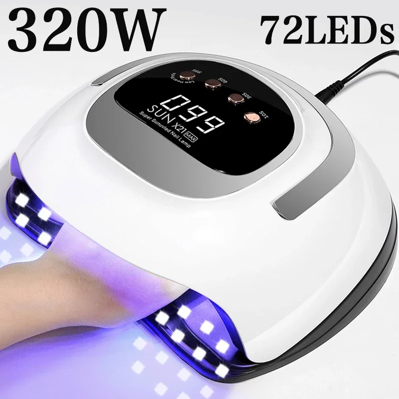 

320W 72LEDs Powerful Nail Dryer With Large Nail Lamp Curing Gel Nail Polish Professional Drying Lamp