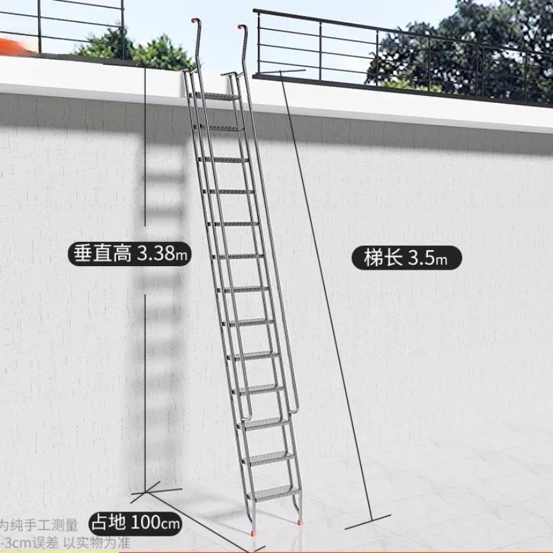 AAStainless Steel Climbing Ladder Outdoor Ladder Operation Ladder Household Loft Stairs
