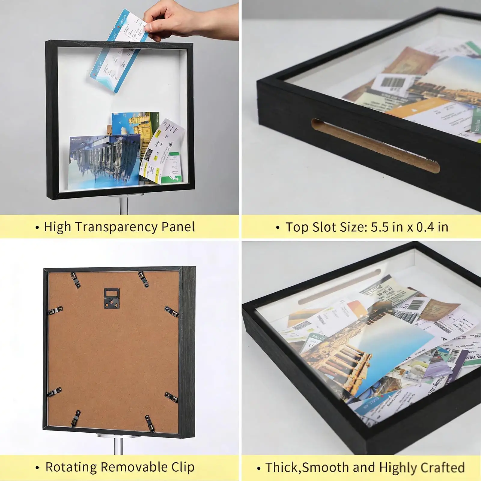 Memory Box With Slot Multi-Purpose Wall Mount Keepsake Display Case Memory Box For Photo Ticket Stubs Dry Flowers Banknotes