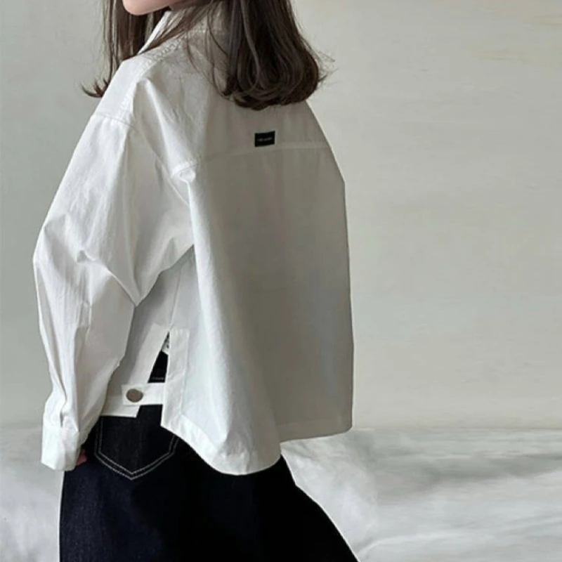 

2025 Children's Spring and Autumn New Loose Thin Solid Color Irregular Design Bottom Shirt Coat