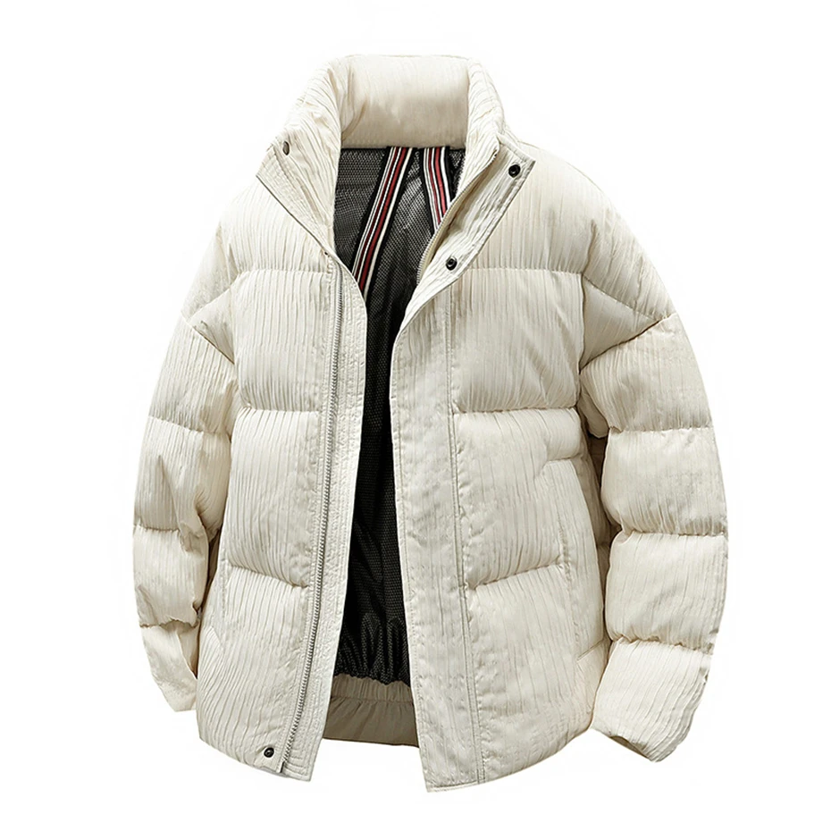 Autumn Winter Padded Jacket Men Stand Collar Parkas Fashion Casual Solid Color Parkas Male