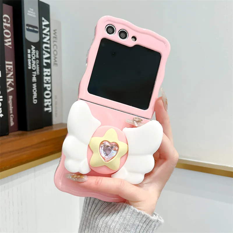 

Wing Phone Stand Case for Samsung Galaxy Z Flip 6 5 4 3 Protective Back Cover for ZFlip4 ZFlip5 ZFlip6 Case Shell