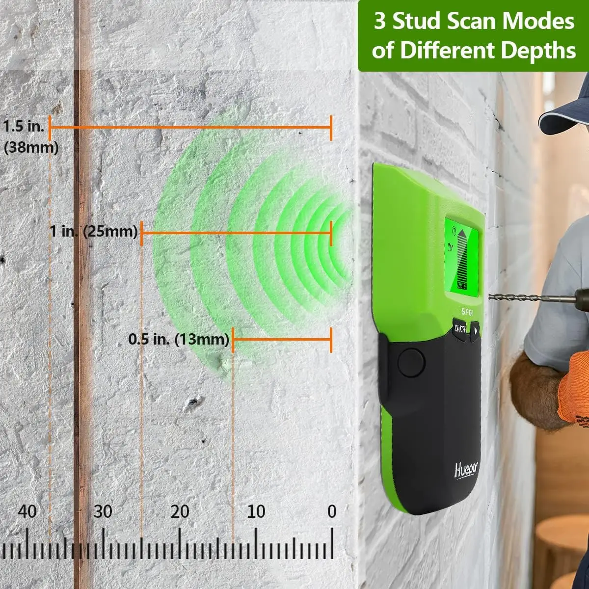 Huepar SF01 Stud Finder 5 in 1 Wall Scanner Detector Electronic Sensor AC Wire Metal Studs Joist Finder Center with LCD Display