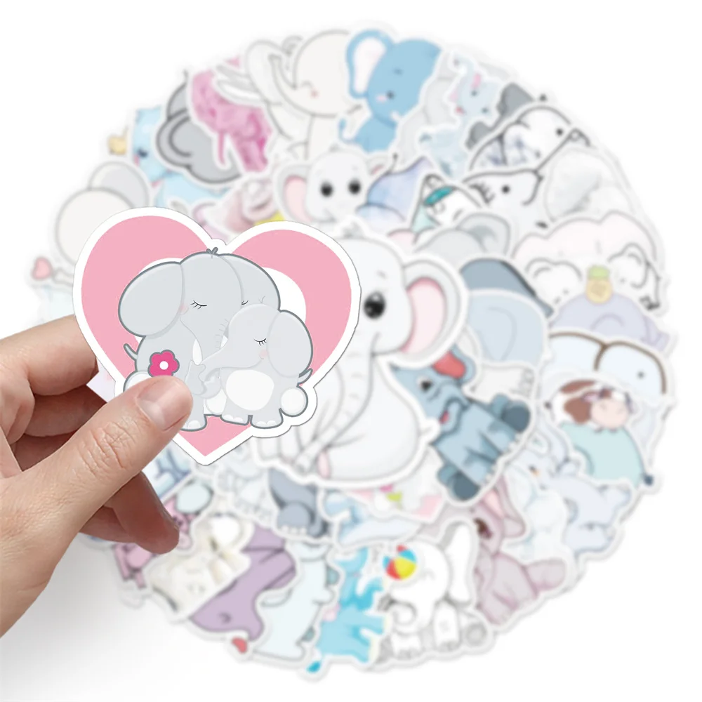 Criativo dos desenhos animados elefante decoração adesivo, impermeável, computador, mala, carro, telefone móvel, atacado, novo, 10 pcs, 30 pcs, 50pcs