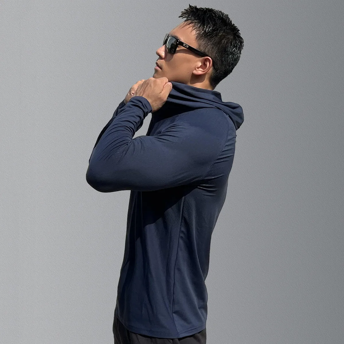 Men Autumn Long Sleeve Shirts Gym Fitness Training Hooded Tee Tops Sportswear Male Running Sport Clothing Quick Dry Slim T-shirt