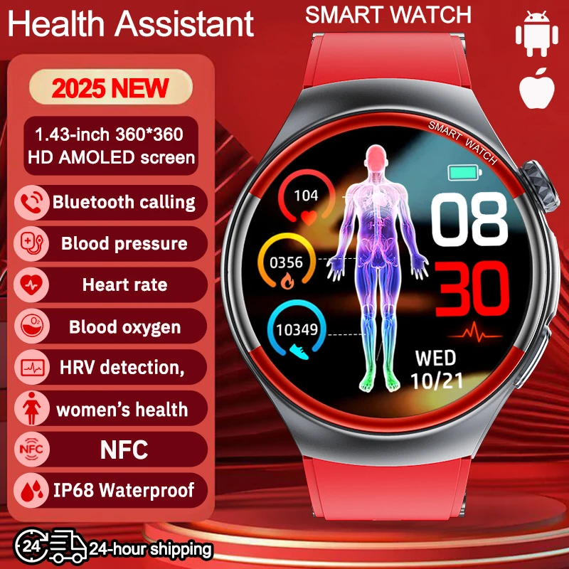 

2025 NEW Nursing level Hypertension Health Risks Diagnosis Smart Watch HRV Heart Rate Pulse Sleep NFC HD Call Body Monito Watch