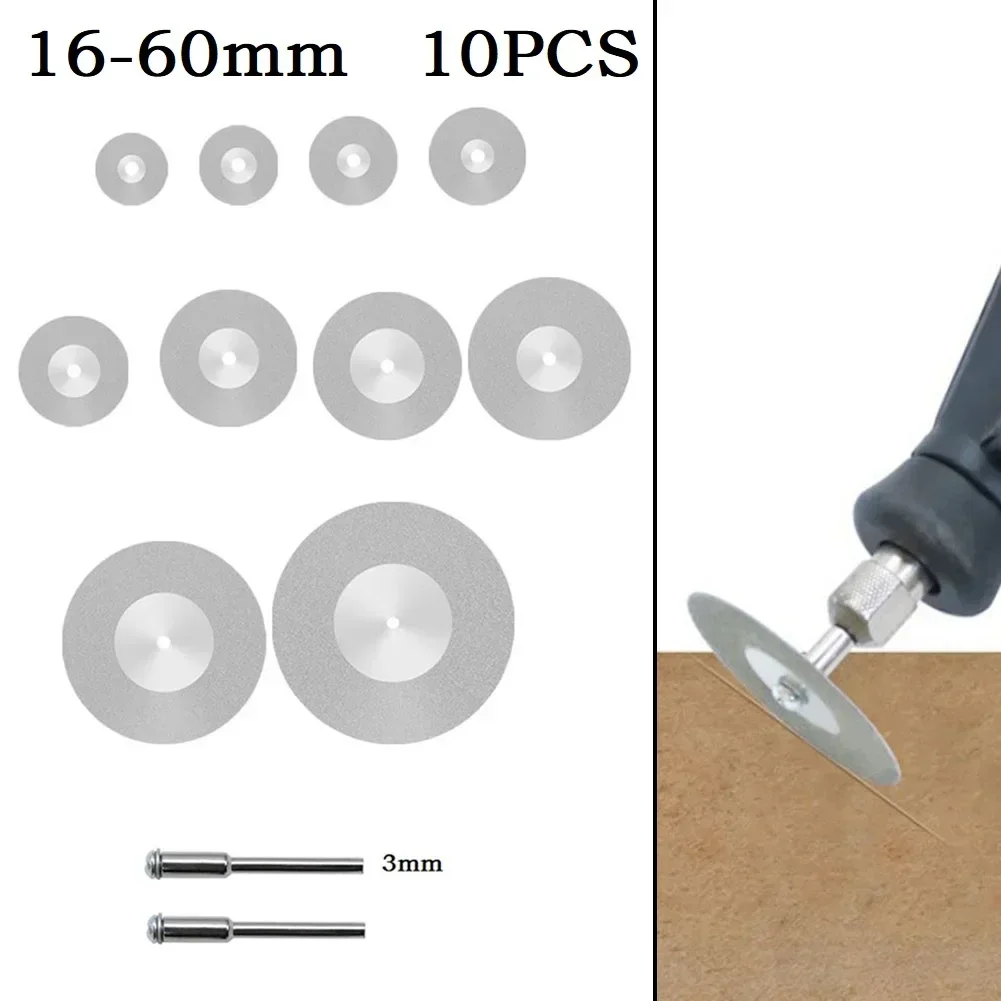 10 stücke Mini-Diamant schneid scheibe Kreissäge blatt mit 3mm Schaft dorn Rotations schleif diamant scheibe Schleif scheibe 16-60mm ne