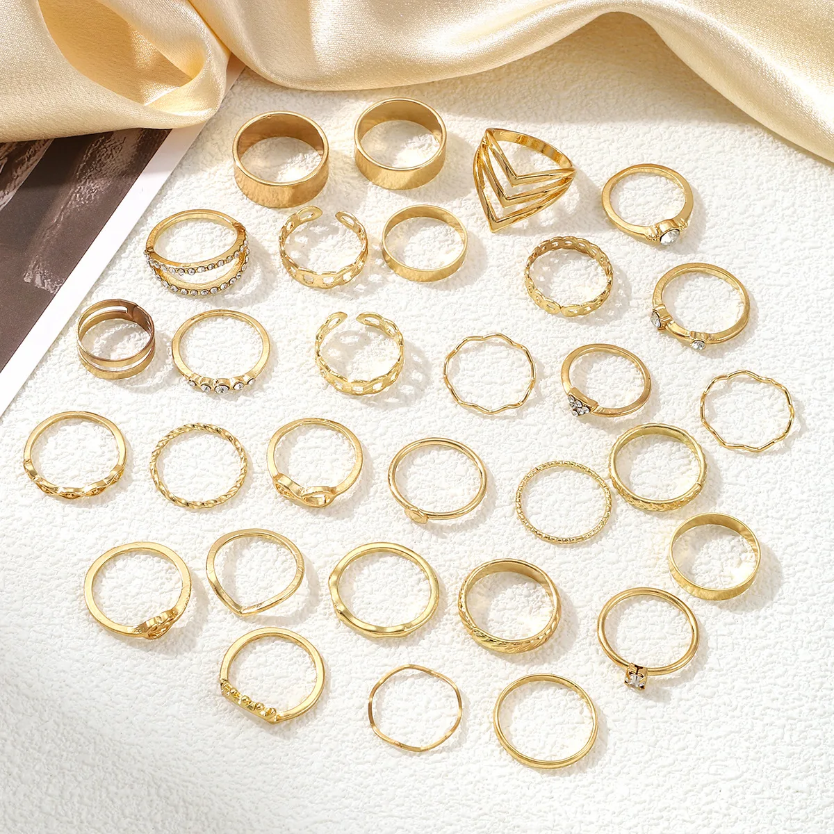 30Pcs Gold Color Knuckle Rings Set For Women Bohemian Geometric Finger Ring Girls Wedding Party Jewelry Gift