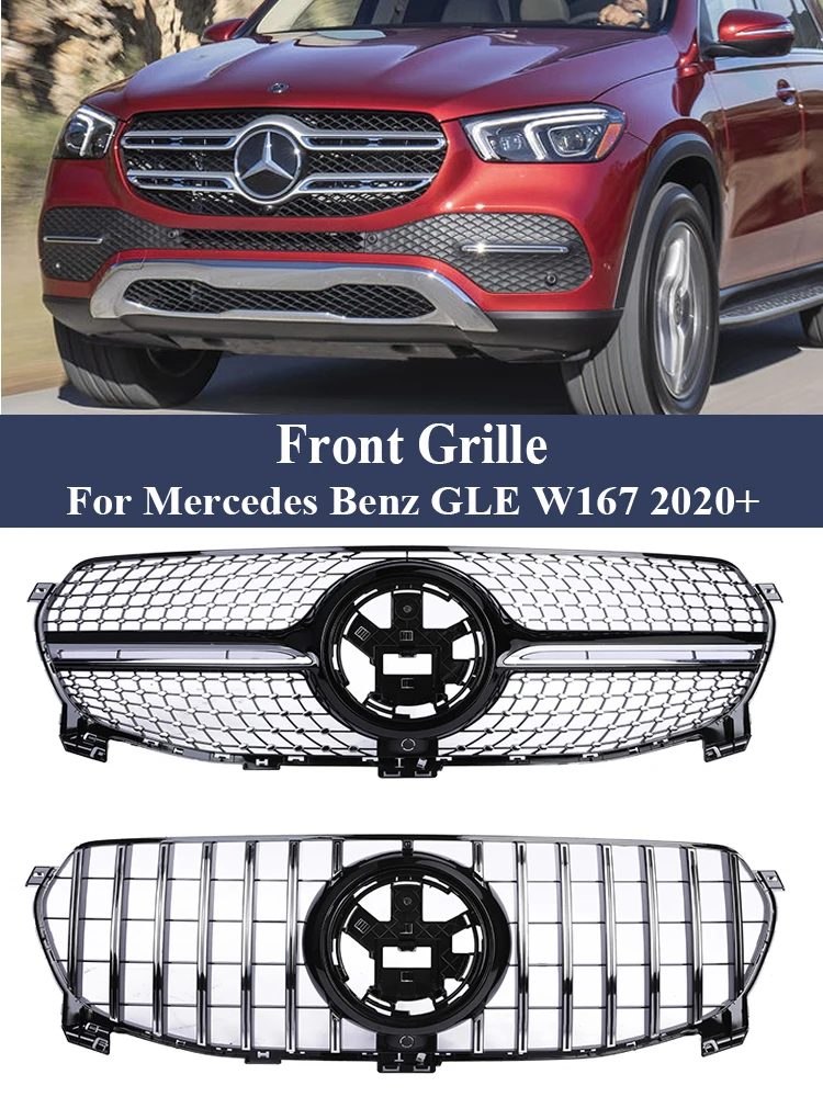 Front Racing Bumper Grille Upper Cover GT Diamond Sports AMG Style Grill For Mercedes Benz GLE Class W167 GLE350 GLE450 2020+