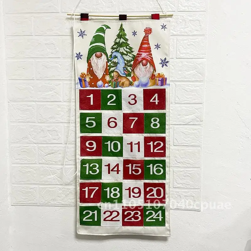 

New Christmas decorations Christmas pendant printing no face old man 24 bags Christmas countdown calendar