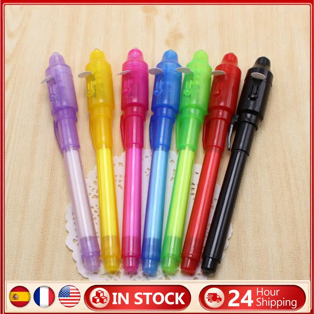 

2 in 1 Luminous Light Invisible Ink Pen UV Check Money Drawing Magic Pens
