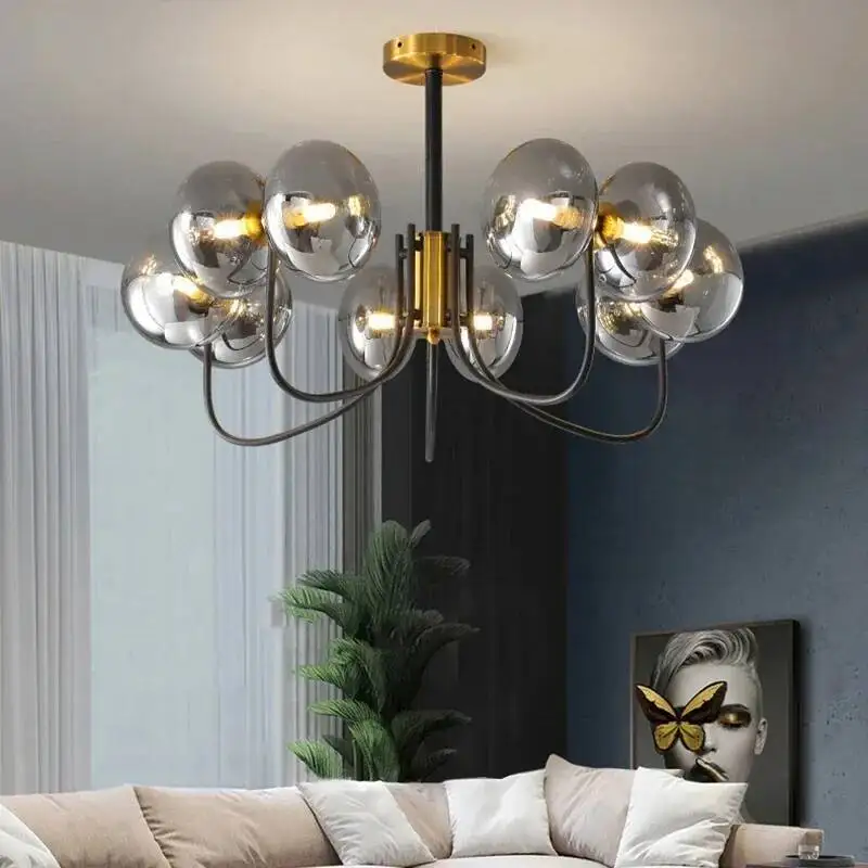 Nordic Glass Ball Pendant LED Lights For Living Dining Room Kitchen Fairy Tables Chandelier Design Home Decor Lighting