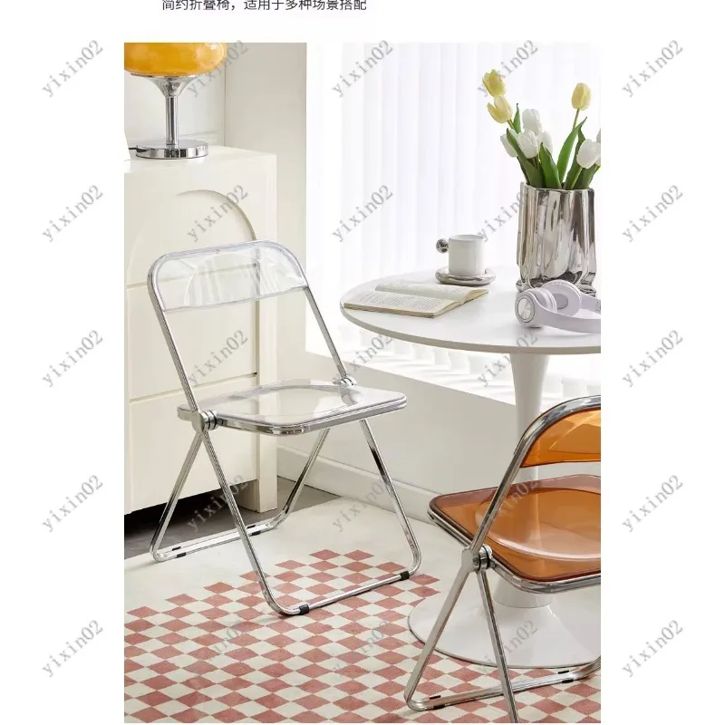 

Modern Foldable Transparent Dining Chair for Home Cafe Shop Photo Props
