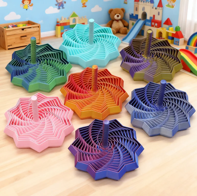 3d Printing Radish Tower Polygon Spiral Stereo Soothing Fidgety Decompression Artifact With  Handle  Fingertip Star  Toy