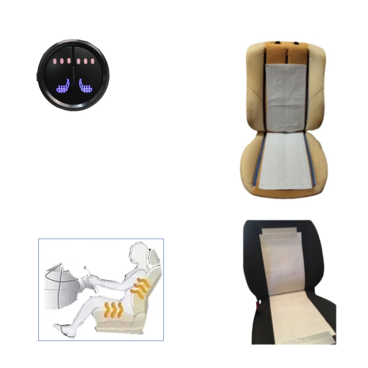 2 Seats 4 Pads Universal Carbo n Fiber Heated Seat Heater 12 V Pads Universal Two-Step Switch Winter Warmer Seat Covers