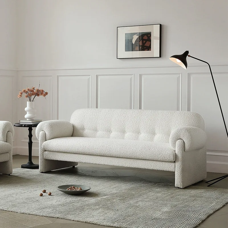 Nordic lamb wool small fragrance sofa French medieval cream ins style sofa modern simple small apartment sofa