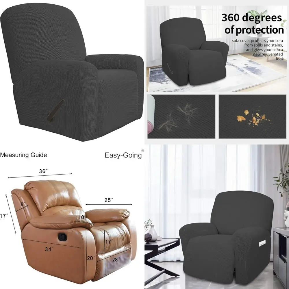 Oversized Recliner Sofa Cover Stretchy Elastic Bottom Poly Furniture Protector Soft Couch Cover for Easy-Going Living