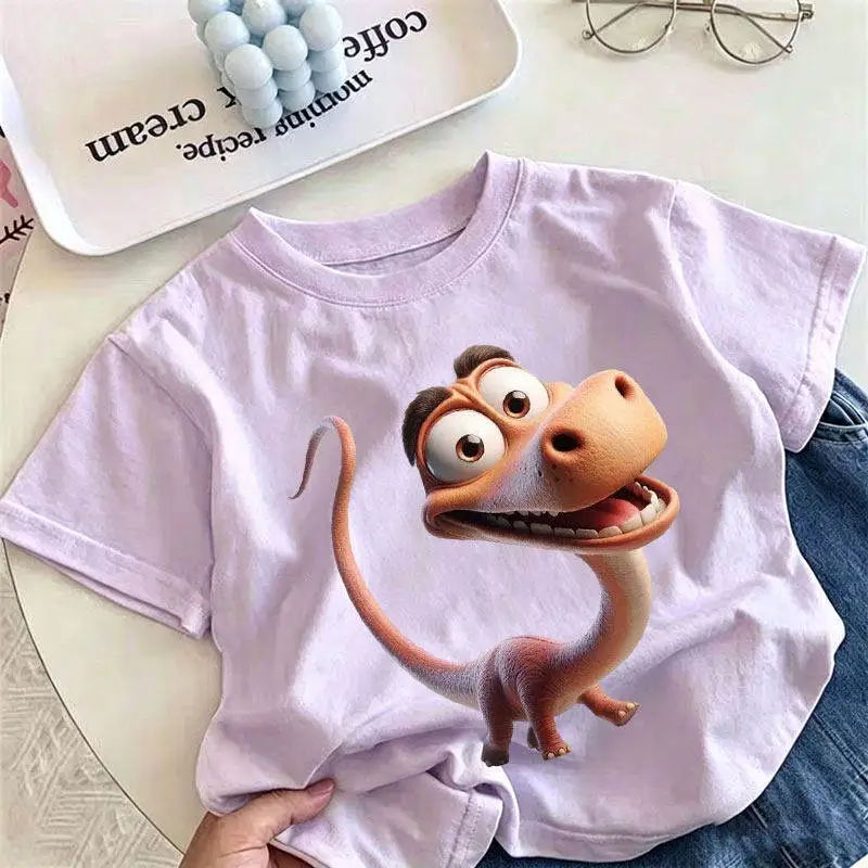 Cotton Mutated Dinosaur Summer New Parent-child Version  Short Sleeved Small and Medium-sized Children's Round Neck Casual Top