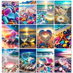 DIY Diamond Painting Color Love Stone Diamond Embroidery Seaside Scenery Mosaic Cross Embroidery New Handmade Home Decoration