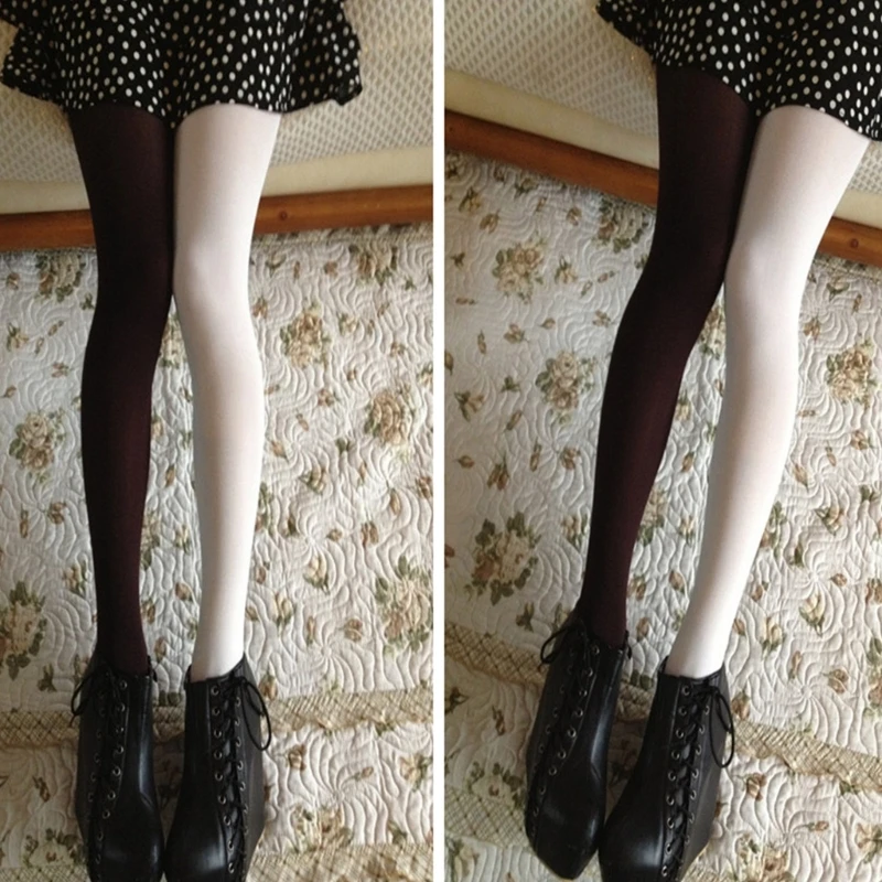 Two-Toned Long Tights High Waist Elastic Footed Leggings Cosplay Party Costumes Drop Shipping